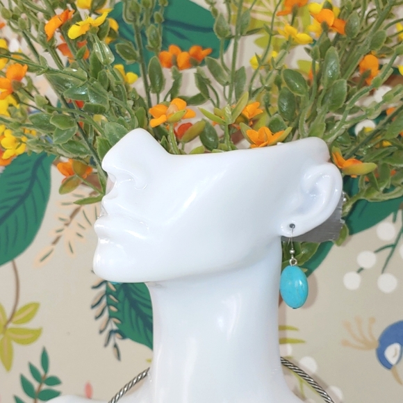 Southwestern Boho Faux Turquoise Necklace, Earrings and Bracelet Set - Picture 3 of 16